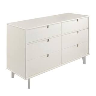 Walker Edison Furniture Company 6-Drawer White Groove Handle Wood Dresser-HD8286 - The Home Depot | The Home Depot