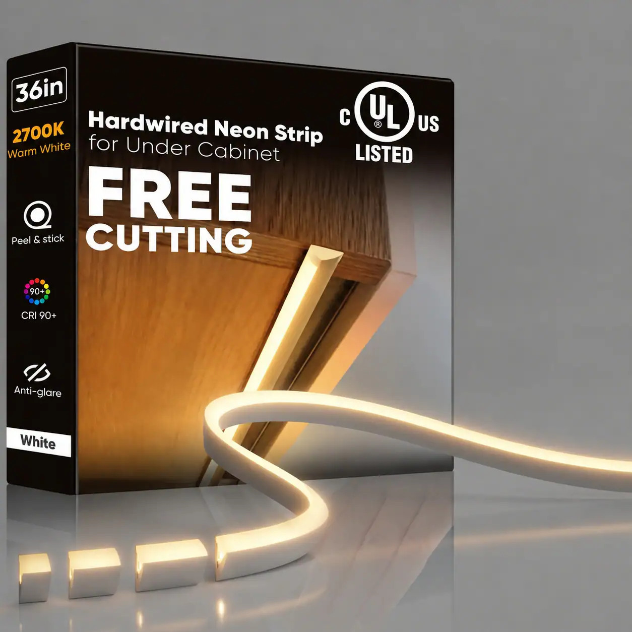 Lukvuzo Under Cabinet Lighting Strip LED Silicone Neon Rope Hardwired 24V Anti-Glare Bright Warm White 2700K 36in UL Certified one_size | LLU0810L459 | Lowe's