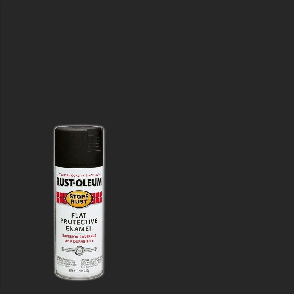 Rust-Oleum Stops Rust 12 oz. Protective Enamel Flat Black Spray Paint-7776830 - The Home Depot | The Home Depot
