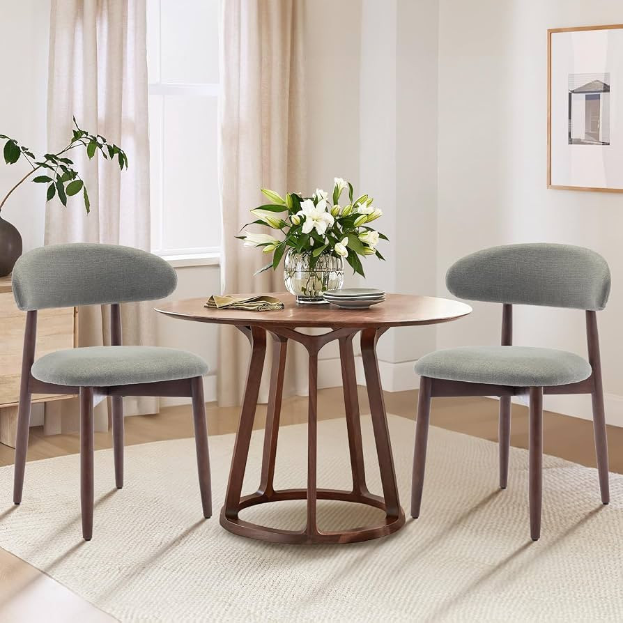 Amazon.com - COLAMY Wooden Dining Room Chairs Set of 2, Modern Upholstered Fabric Dining Chairs, Farmhouse Kitchen Side Chair with Foot Pegs, Green - Chairs | Amazon (US)
