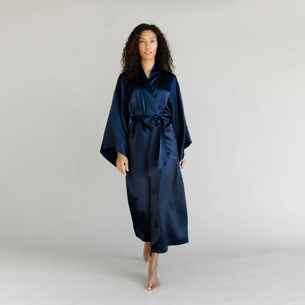 Serenity Silk Kimono Long Robe | Cozy Earth