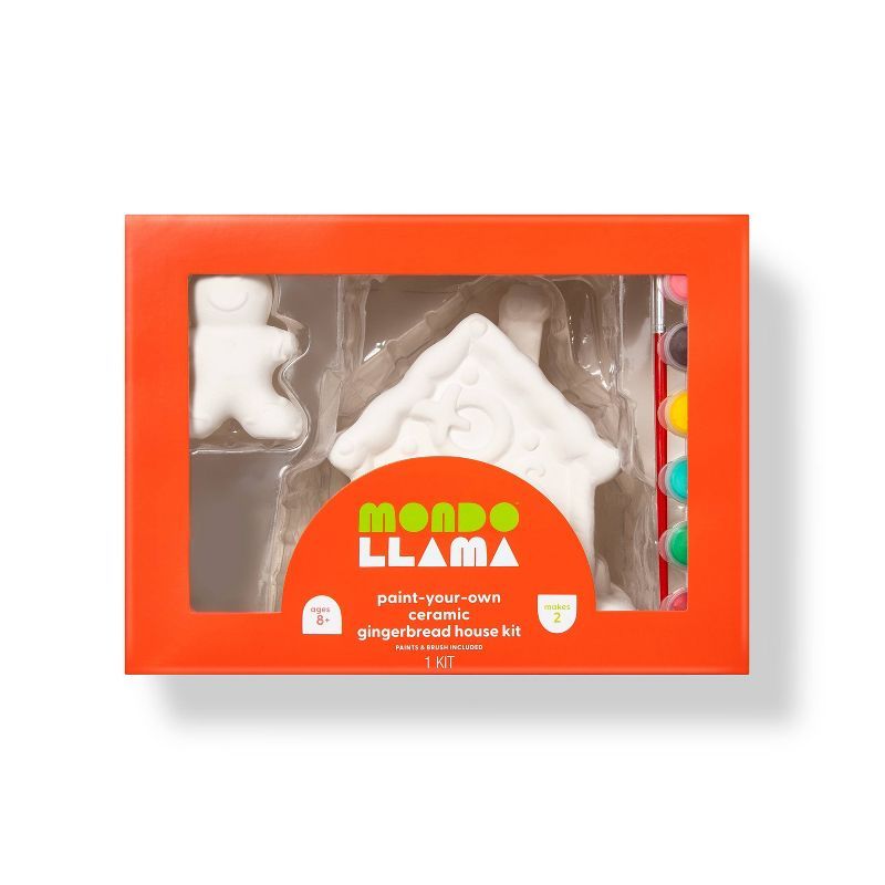 4pc Paint-Your-Own Wood Ceramic Gingerbread House Kit - Mondo Llama™ | Target