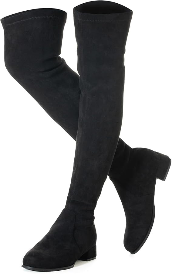 N.N.G Women Over the Knee Boots Thigh High Suede Block Winter Low Above Flat Long OTK Comfort Poi... | Amazon (US)