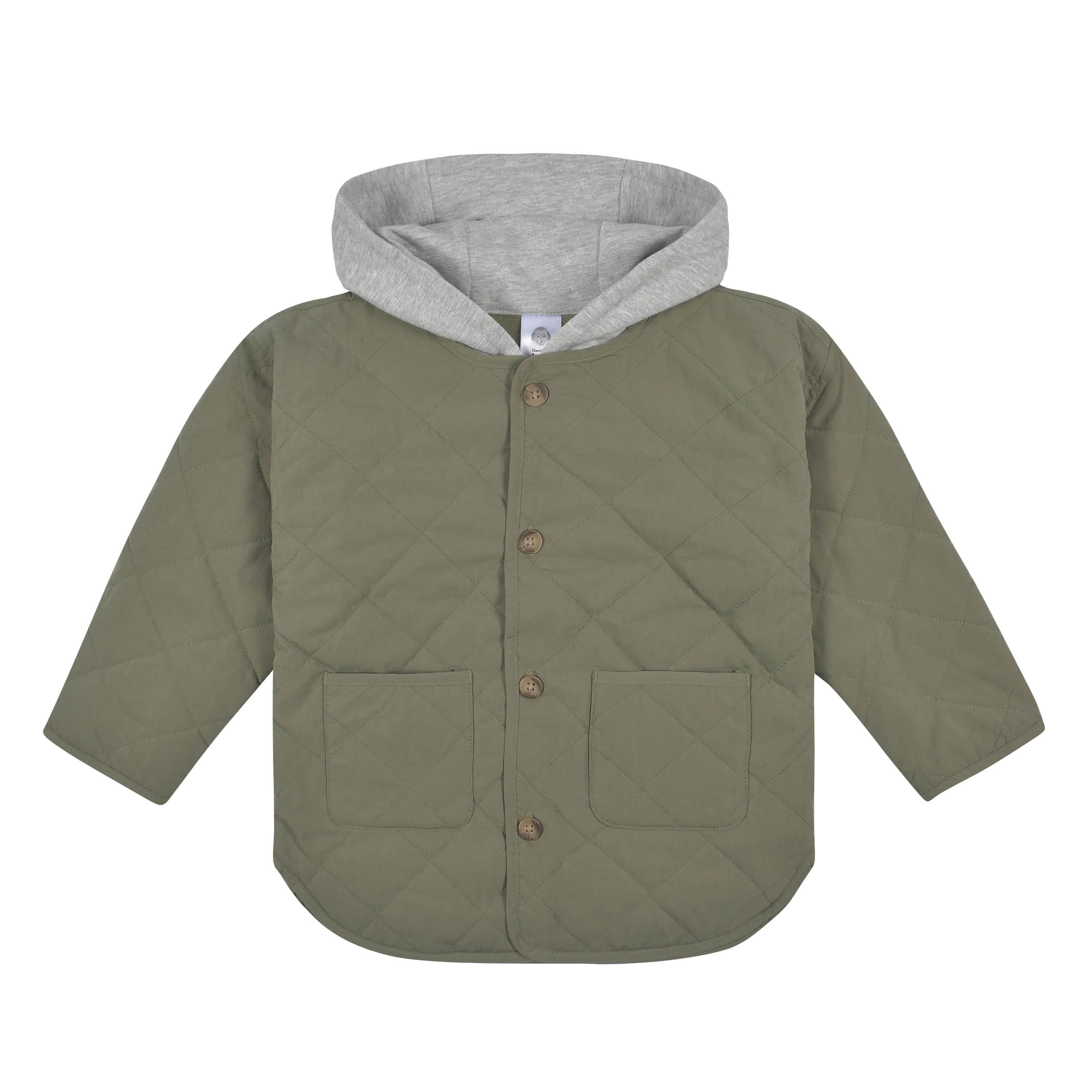 Infant & Toddler Boys Sage Green Quilted Hooded Jacket | Gerber Childrenswear