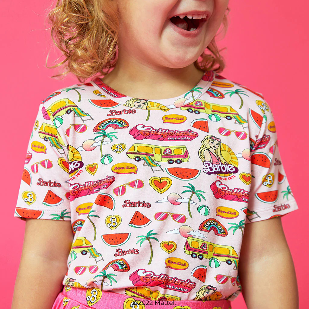 Pink Girls Short Sleeve Shirt | Malibu Barbie™ | Posh Peanut