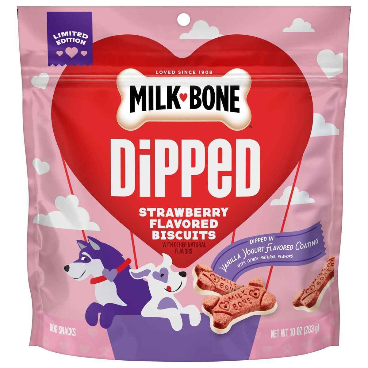 Milk-Bone Dipped Strawberry Flavor Valentine Dog Treat Biscuit - 10oz | Target