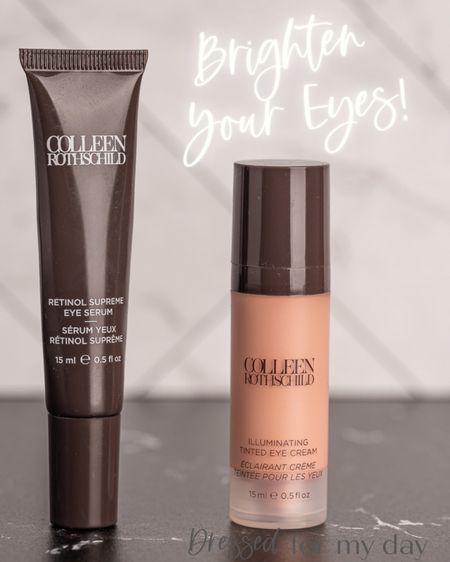 Brighten your eyes with Colleen Rothschild’s NEW Illuminating Tinted Eye Cream. The peach tint will minimize darkness under your eyes caused by thinning skin revealing blood vessels. The pearlized pigment will add luminosity. And the hyaluronic acid will help you retain moisture and diminish fine lines. I also like to use the CR Retinol Supreme Eye Serum all around my eyes. It helps reduce wrinkles and sagging skin. #CRPartner Buy One Get One 50% Off just through 3/20/23  

#LTKbeauty #LTKsalealert #LTKFind