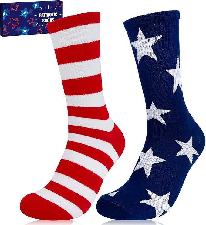Amazon.com: Kannove American USA Flag Socks,Patriotic Red White and Blue Stars & Stripes Accessor... | Amazon (US)