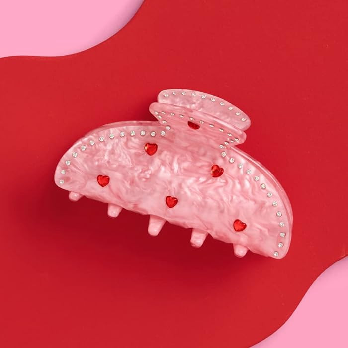 xo, Fetti Heart Claw Clip, Pink Acrylic Hair Clip | Bachelorette Goodie Bag, Bday Accessory, Vale... | Amazon (US)