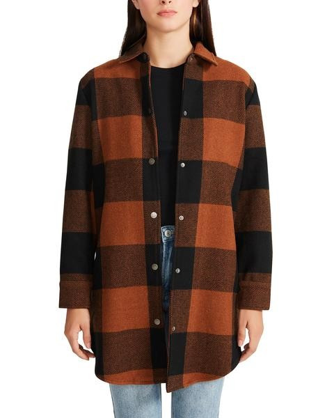 ELDRIDGE PLAID COAT TAN MULTI | Steve Madden (Canada)