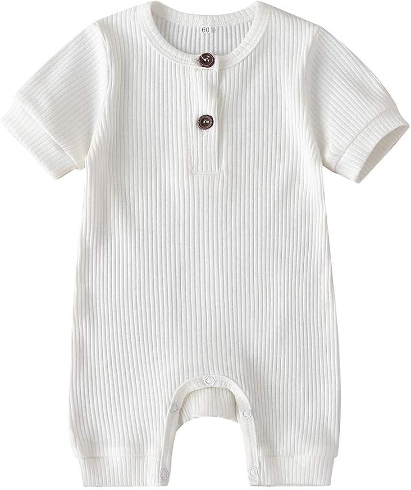 CIYCUIT Newborn Baby Boy Girl Romper Clothes Infant Solid Ribbed Onesie Bodysuit Jumpsuit Outfits | Amazon (US)