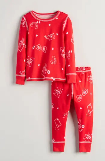 Kids' Print Fitted Cotton Two-Piece Pajama Set | Nordstrom