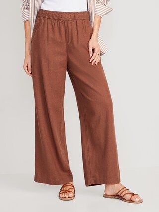 High-Waisted Linen-Blend Wide-Leg Pants for Women | Old Navy (US)