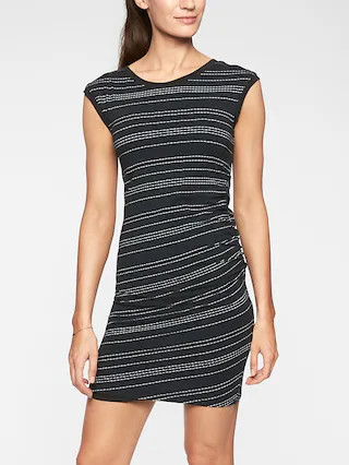 Athleta Womens Carefree Tee Dress Stripe Broken Stripe Size L | Athleta