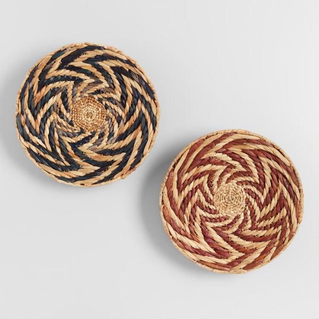 Red and Black Water Hyacinth Disc Wall Decor Set of 2 | World Market