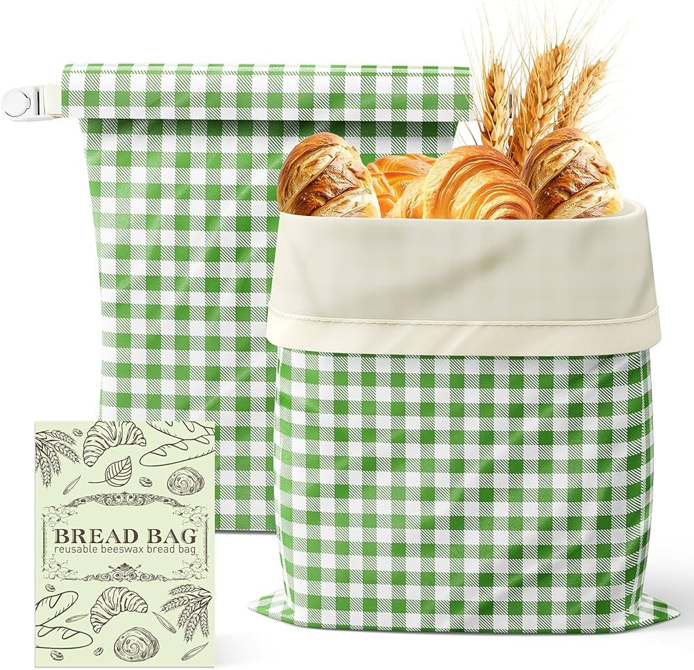 Large Beeswax Bread Bags for Sourdough, 2 Packs Reusable Cotton Material, Ideal for Sourdough Bre... | Amazon (US)