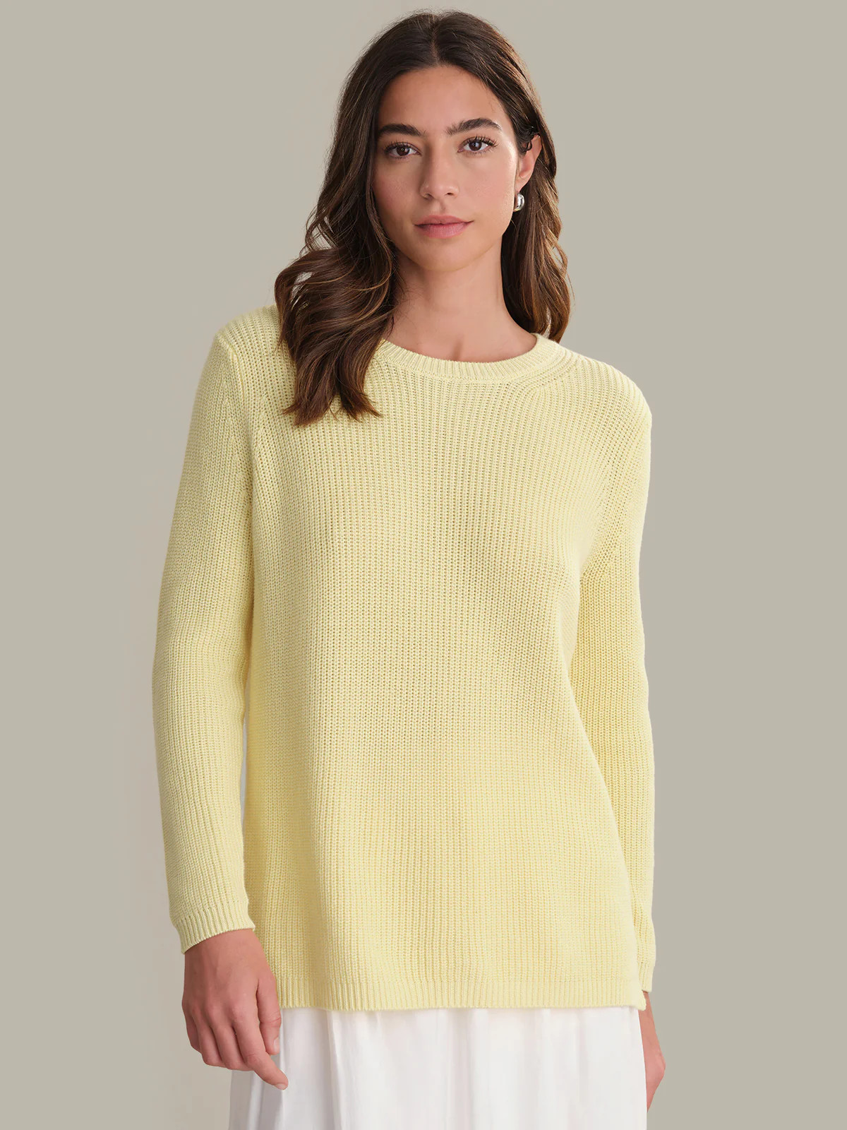 Emma: Crewneck Shaker Stitch Cotton Sweater | 525 America