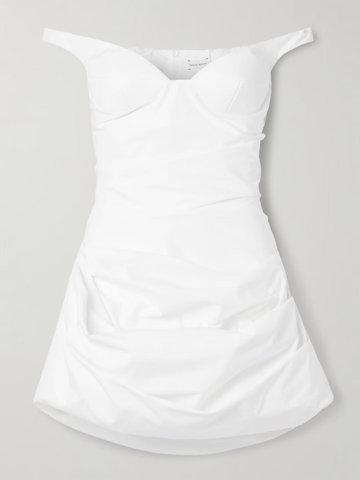 Magda Butrym - Off-the-shoulder Draped Cotton-poplin Mini Dress - White | NET-A-PORTER (US)