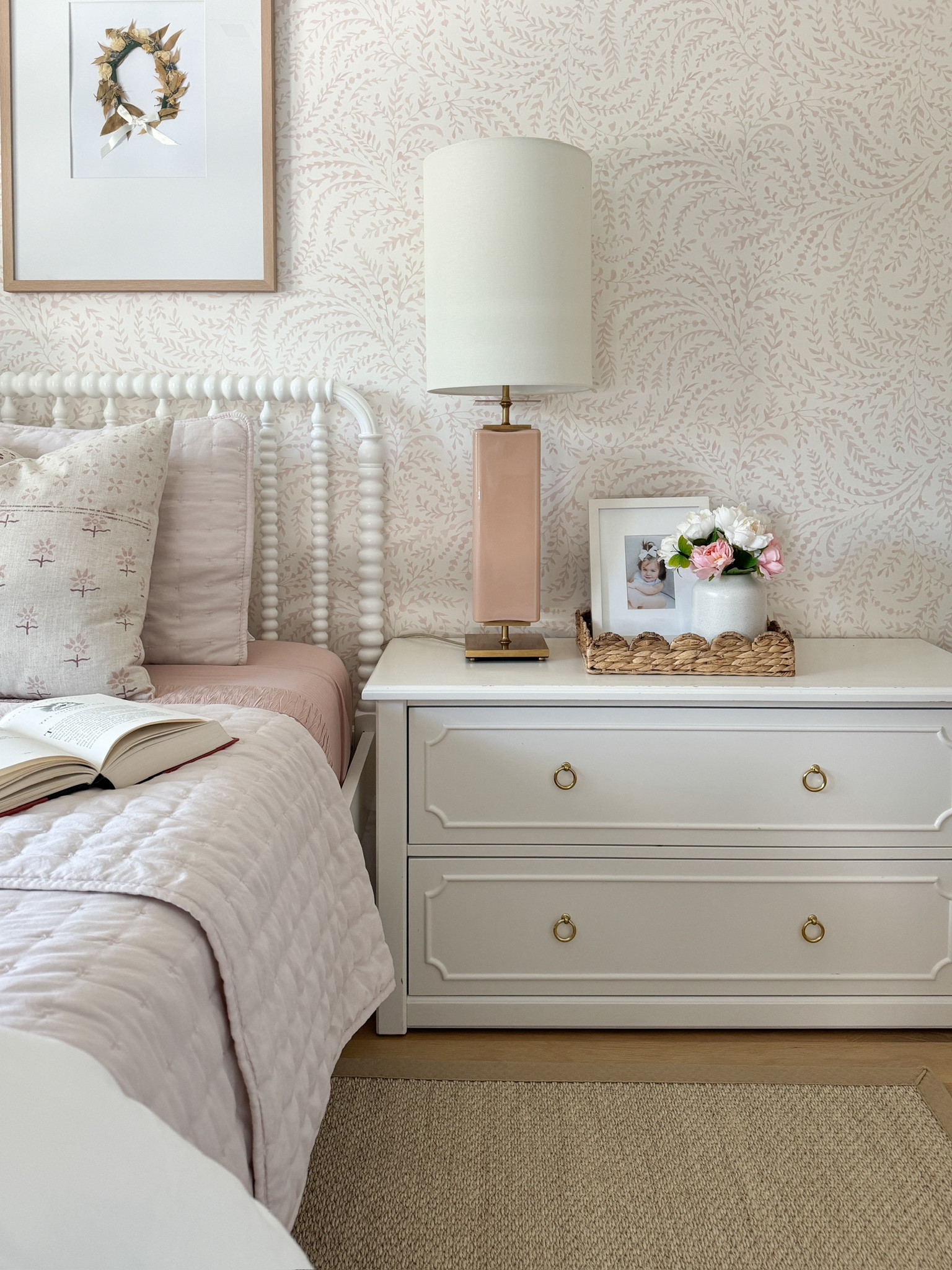 My daughters room is on sale! Shop her blush pink and brass lamp, bow lamp, blush link priano wallpaper, light pink Amazon quilt, white nighstand, dresser, and sisal rug 

#LTKHome #LTKStyleTip #LTKCyberWeek