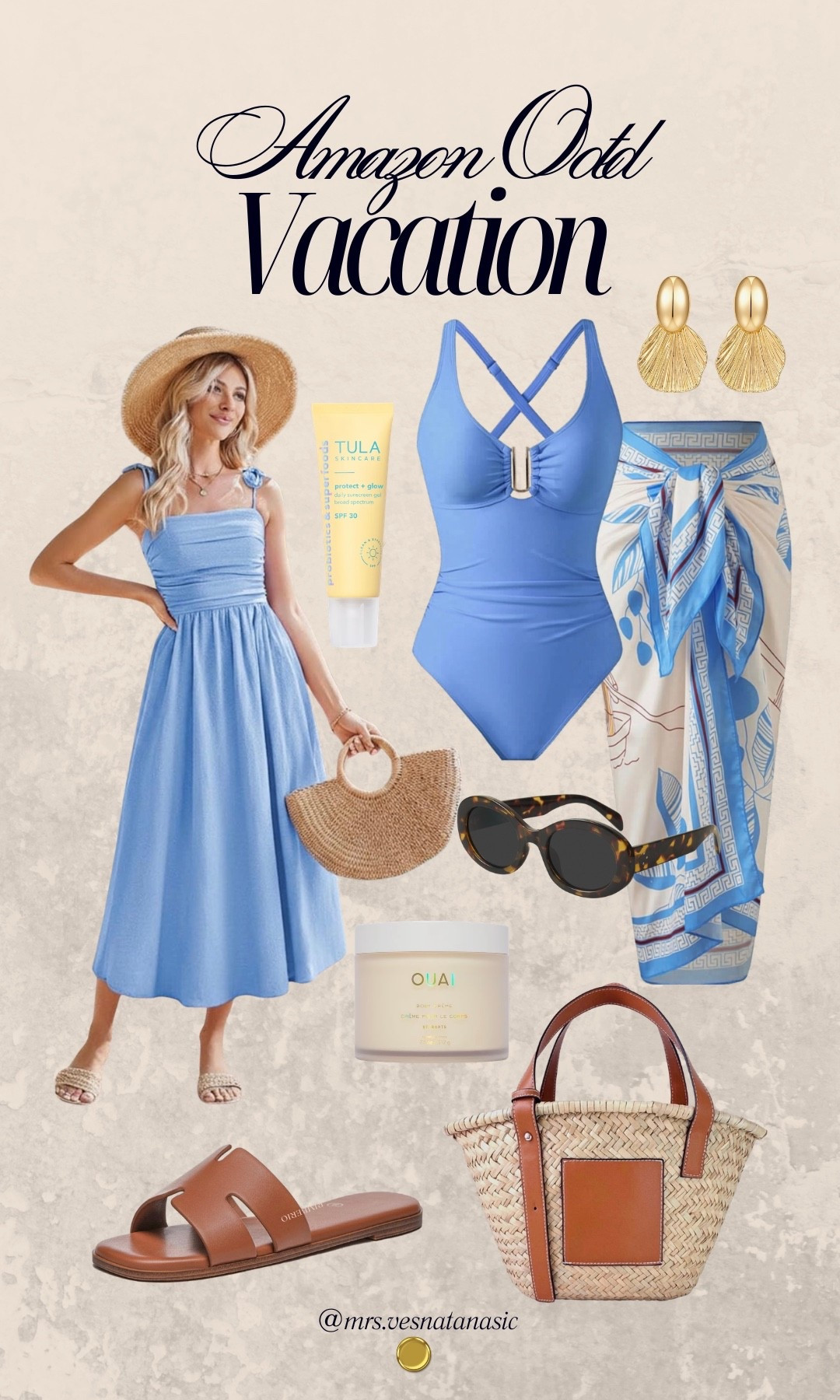 Amazon vacation outfit that looks much more expensive than it is ✨

✔ flattering blue summer dress
✔ classic slide sandals
✔ straw tote perfect for travel days
✔ swim + beach accessories

Sharing everything linked here.


#LTKTravel #LTKSpringSale #LTKootd