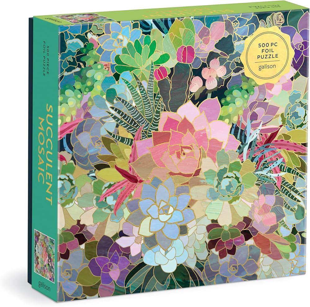 Galison Succulent Mosaic 500 Piece Foil Puzzle from Galison - 20" x 20" Beautifully Illustrated P... | Amazon (US)