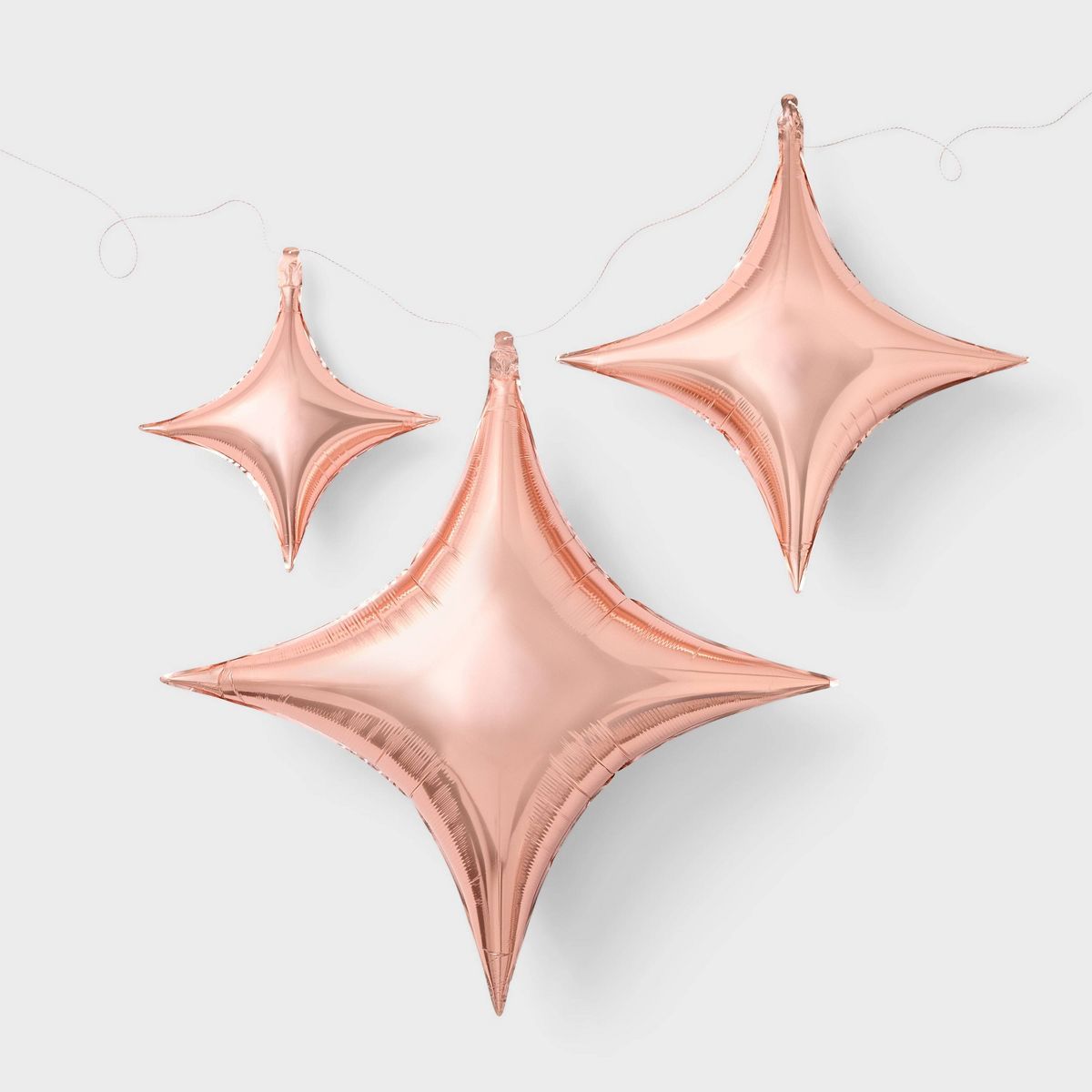 3ct Rose Gold Quadrangle Star Shaped Foil Balloons - Spritz™ | Target