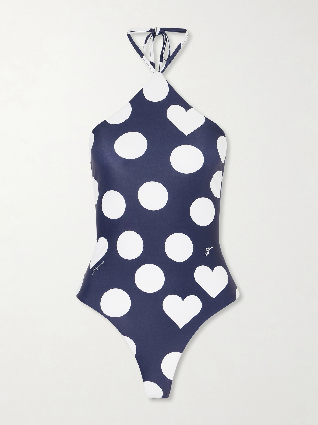Jacquemus - Le Maillot Bastide Polka-dot Swimsuit - Blue | NET-A-PORTER (US)