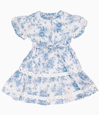 J.Marie Big Girls 7-14 Chloe Toile Print Tie Front Puff Sleeve Dress | Dillard's | Dillard's