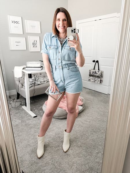Thursday night fashion week fit: the denim romper. I snagged this on sale for under $25! It may not be my usual style, but that’s part of why I love it.

#LTKstyletip #LTKfindsunder50 #LTKsalealert
