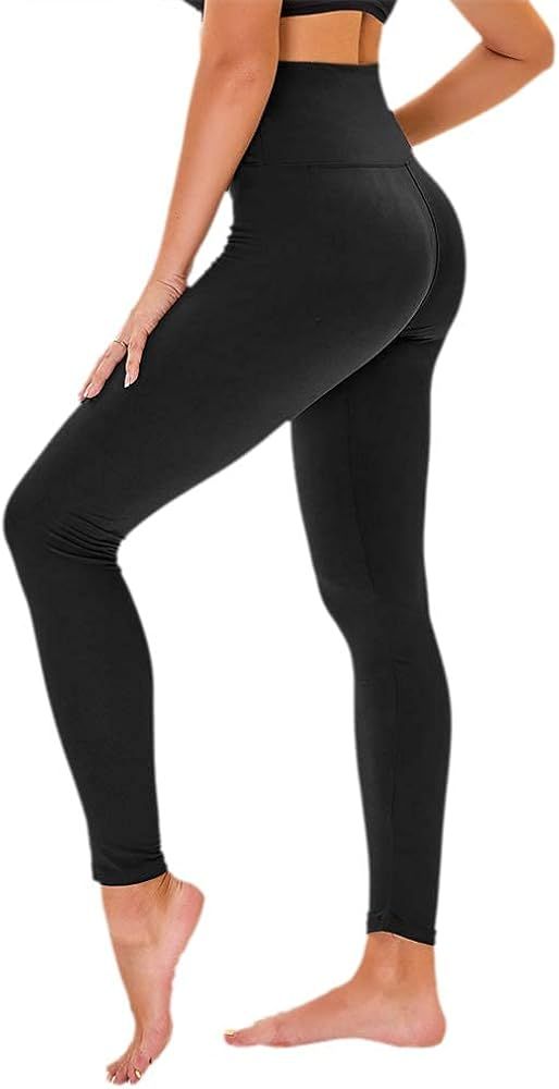 High Waisted Leggings for Women - No See Through Tummy Control Cycling Workout Yoga Pants with Po... | Amazon (US)