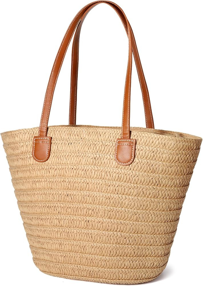 Hommtina Straw Beach Bag - Womens Crossbody Shoulder Vacation Purse for Summer | Amazon (US)