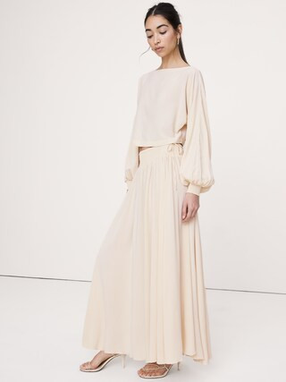 Smocked Georgette Maxi Skirt | Banana Republic (US)