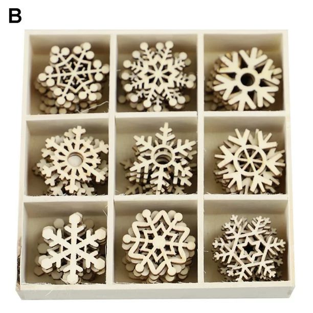 Yesbay 72Pcs Christmas Wooden Snowflake Pendants, Christmas Tree Ornaments Hanging Kids Gifts - W... | Walmart (US)