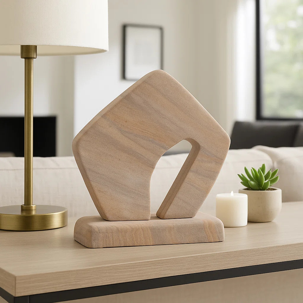 Minimalist Statuary Sculpture With Sandstone Finish - Decorative Objects For Table Styling - Home... | Wayfair North America