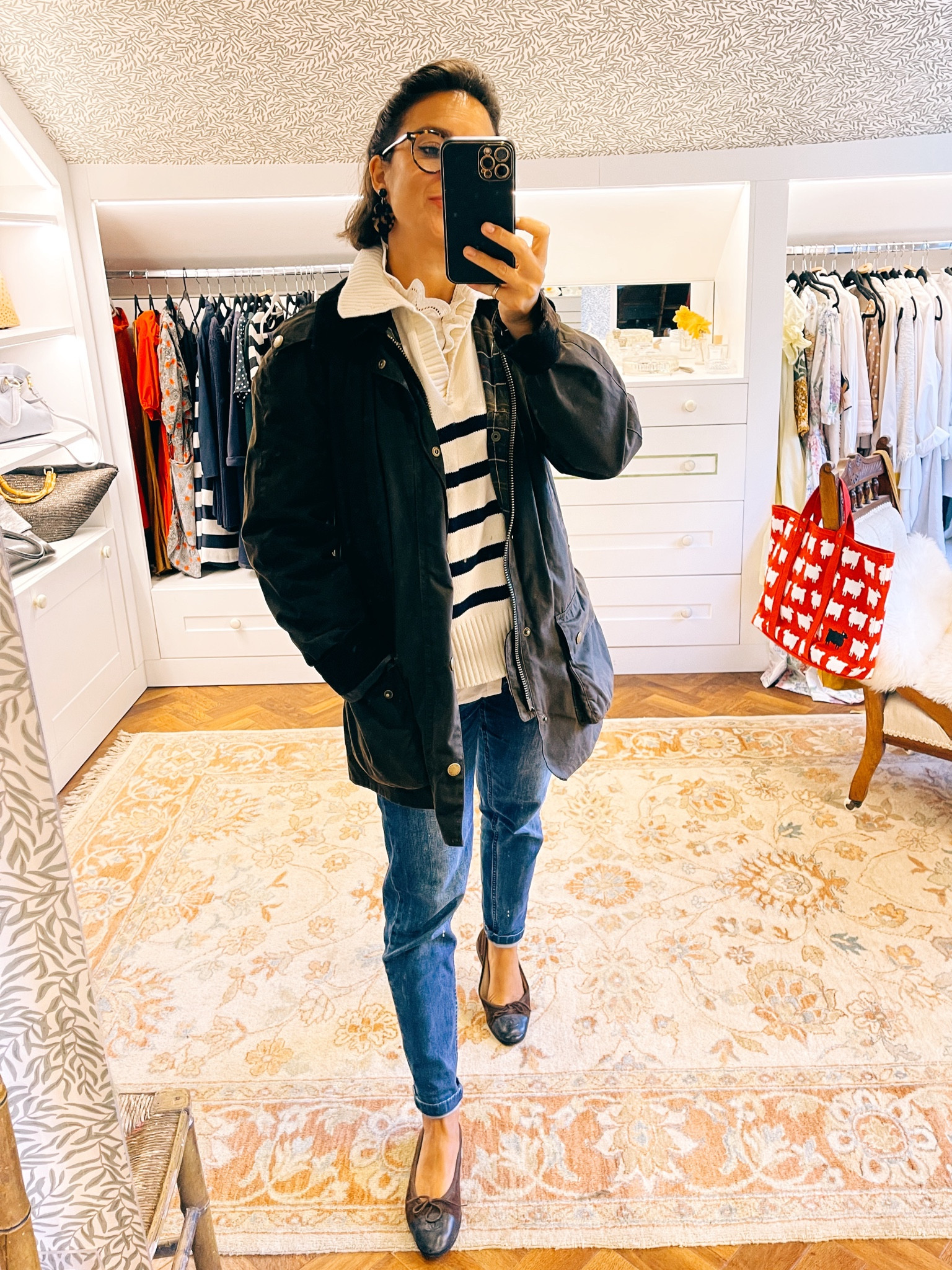 Weekend Casual. Stripes, jeans, Barbour & Ballet Flats, DONE 

#LTKSeasonal