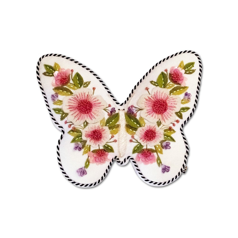 Butterfly Shaped Floral Throw Pillow | MacKenzie-Childs