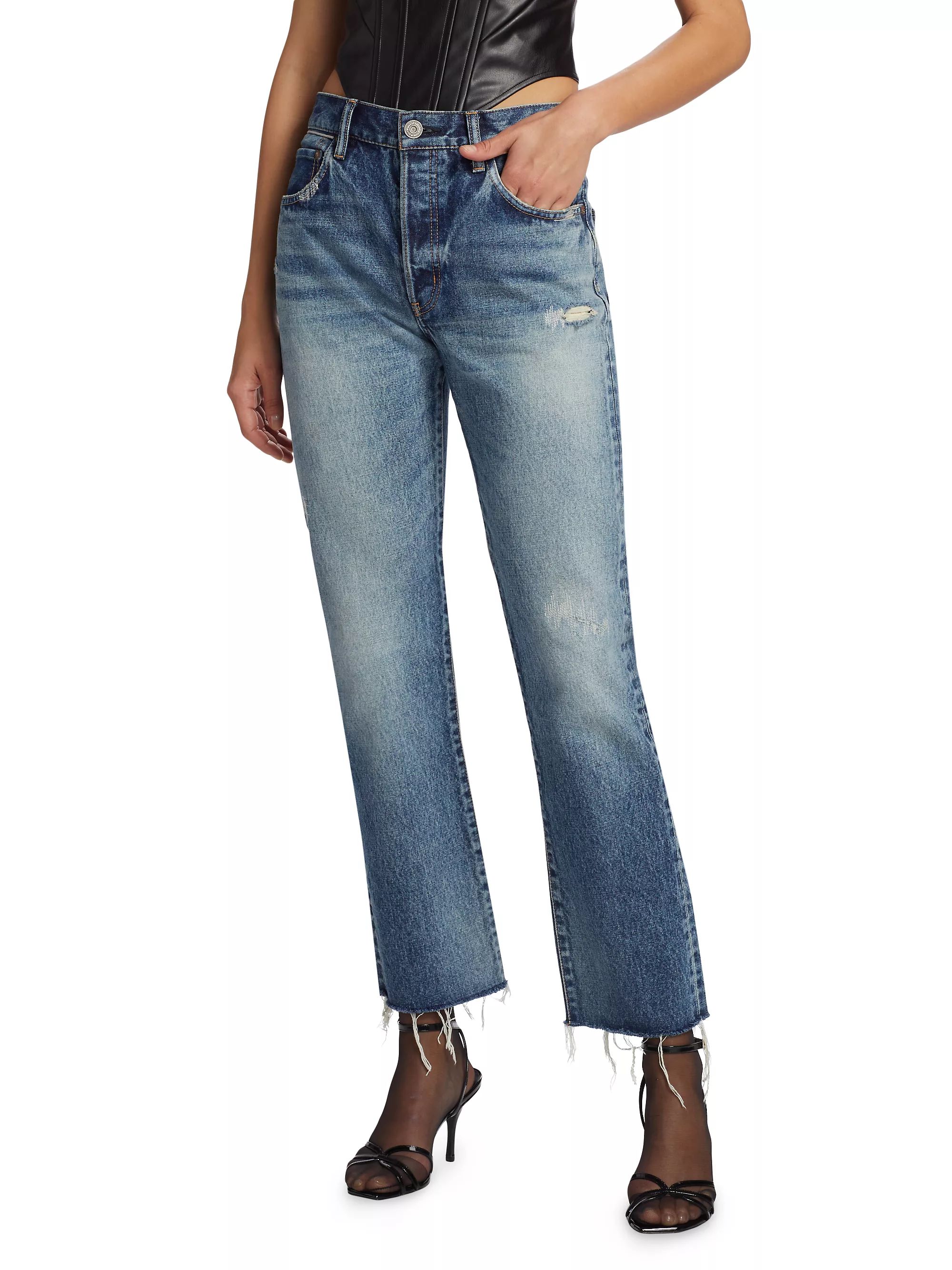 Sundown High-Rise Distressed Straight-Leg Jeans | Saks Fifth Avenue