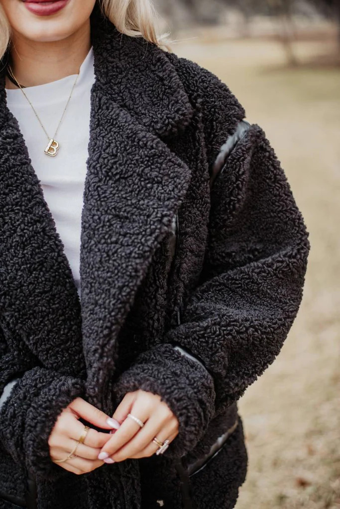 Black Sherpa Teddy Jacket Women's | Katydid