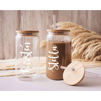 Iced Coffee Glass Cup With Lid | Bridesmaid Proposal Personalized Can Gift For Her Maid Of Honor Tum | Etsy (US)