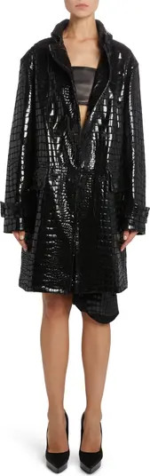 Croc Embossed Leather Coat | Nordstrom