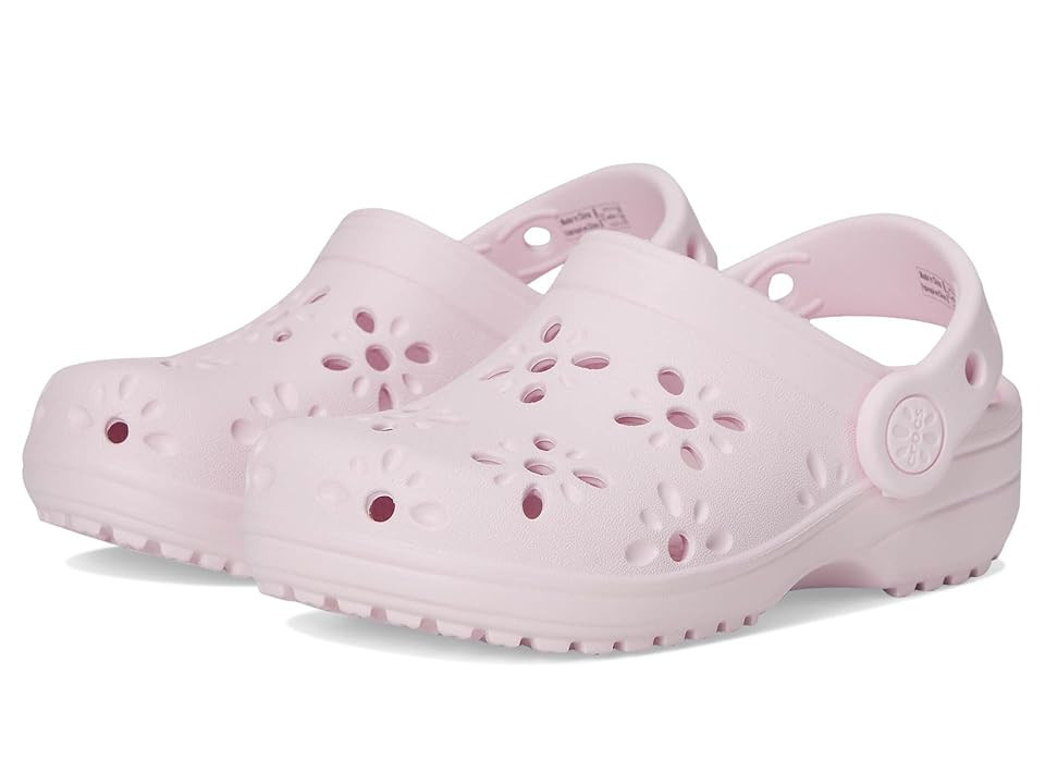 Crocs Kids Classic Clogs with Floral Cut Out Design (Toddler) Kids Shoes Pink Milk : 9 Toddler M, EVA | Zappos