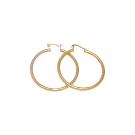 Medium 14k Gold Plated Hoop Earrings, 42mm Diameter, 3mm Thickness + Microfiber Polishing Cloth | Walmart (US)