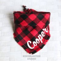 Black Red Buffalo Plaid Bandana - Tie On Classic Flannel Pet Bandana, Name Dog Scarf, Cat Christmas Gift | Etsy (US)