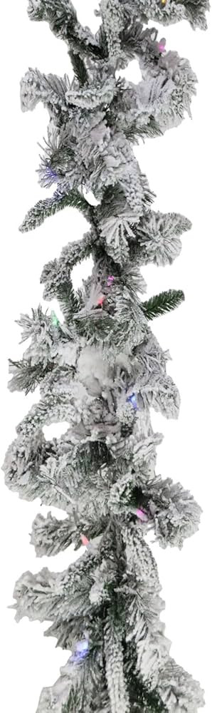 Fraser Hill Farm 9-Ft Mountain Pine Flocked Artificial Garland with Dual Multicolor & White LED L... | Amazon (US)
