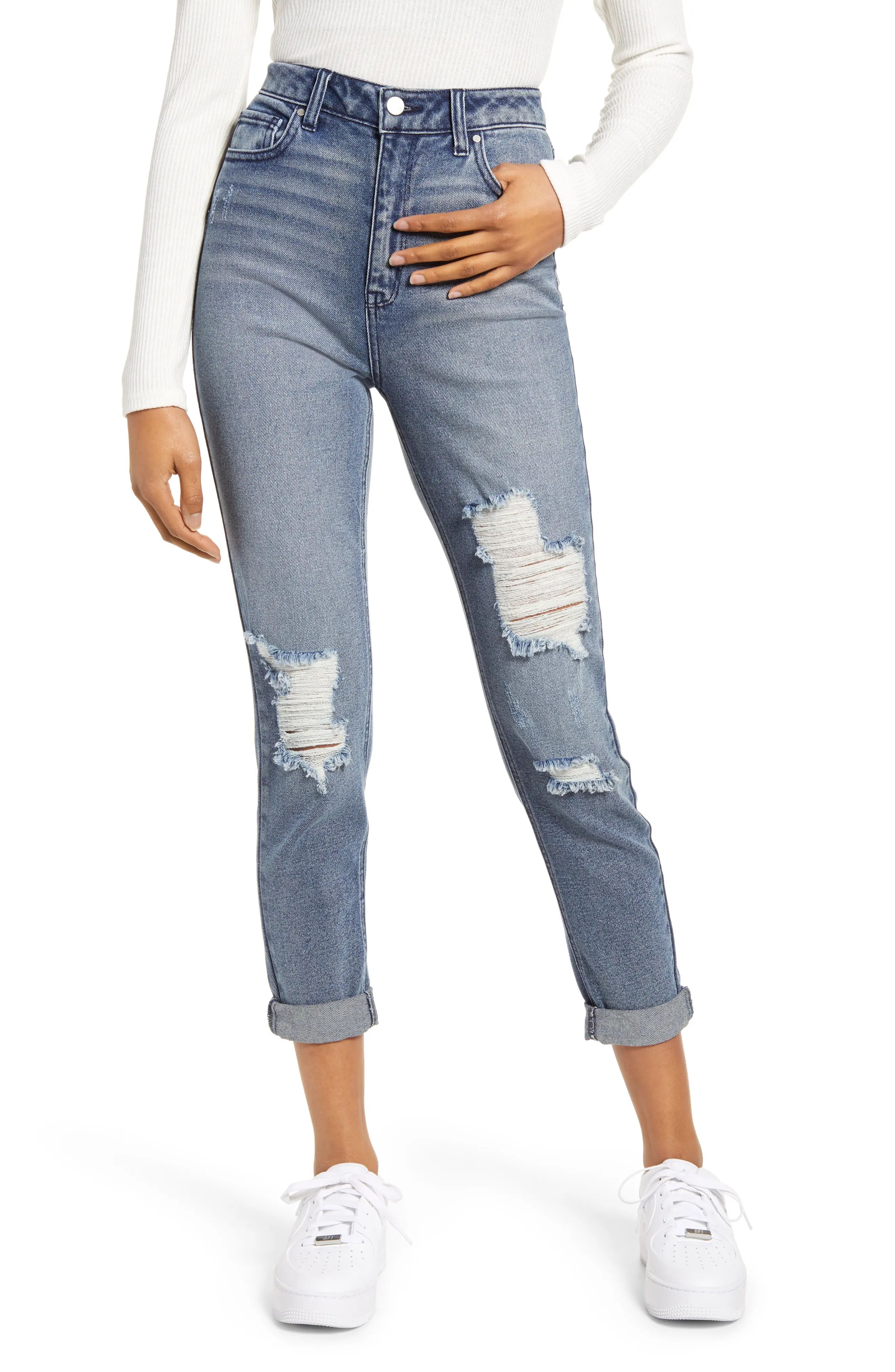 Women's Tinsel Distressed Mom Jeans | Nordstrom