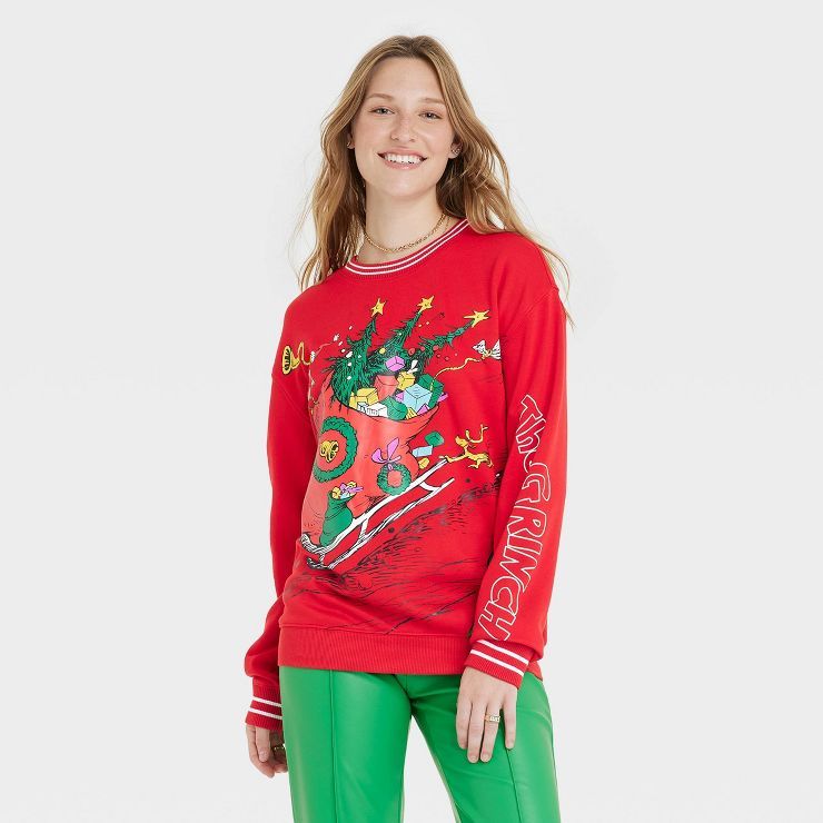 Women's The Grinch Collegiate Graphic Sweatshirt - Red | Target
