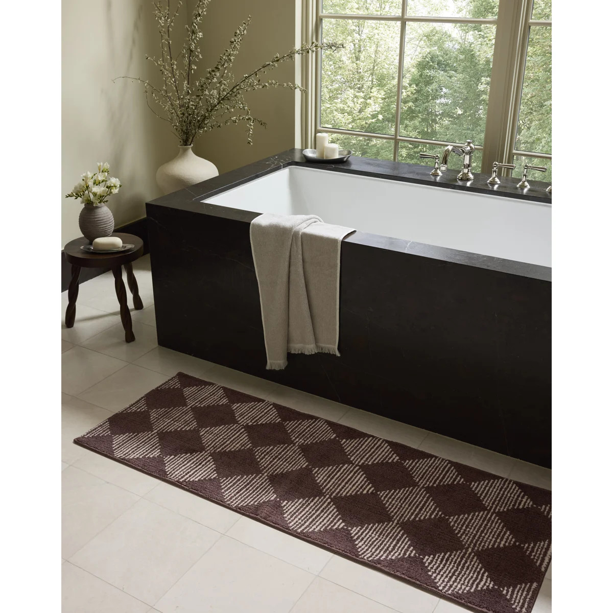 Chris Loves Julia x Loloi Lawrence Plum / Ivory Bath Mat | Wayfair North America
