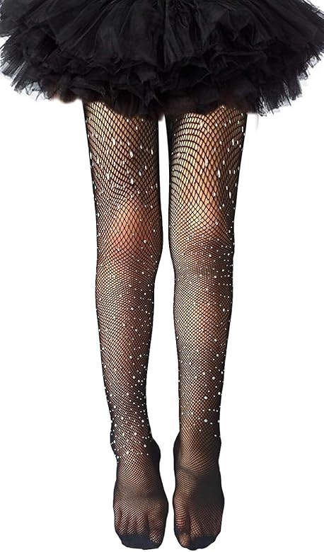 LUCKELF Girls Tights Children's Fishnet Tight 12 Colors Sparkle Rhinestone Hollow Out Pantyhose (... | Amazon (US)