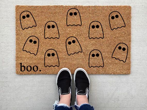 Boo Ghost Halloween doormat, Halloween Doormat, pumpkin, fall decor, personalized doormat, funny ... | Etsy (US)