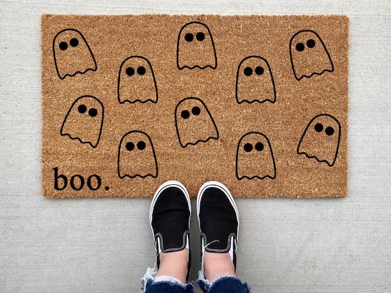Boo Ghost Halloween doormat Halloween Doormat pumpkin fall | Etsy | Etsy (US)